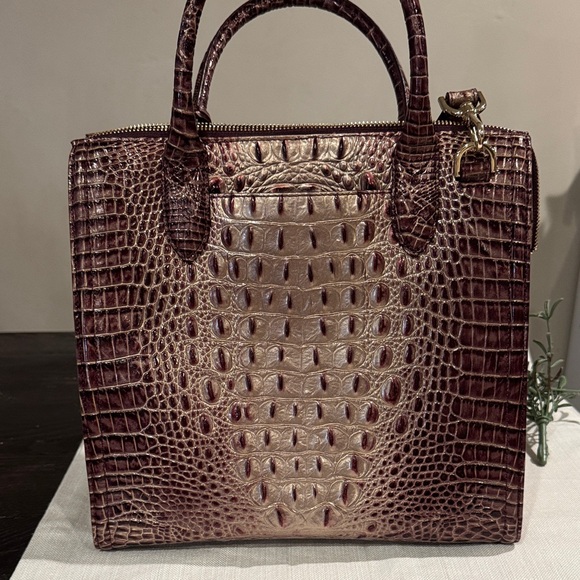 Brahmin Caroline Port Ombre Melbourne Croc Embossed Satchel Handbag - Picture 4 of 6